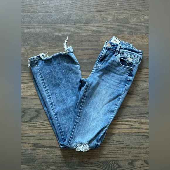 BKE Kids Blue Distressed Flare Jeans - Picture 3 of 6